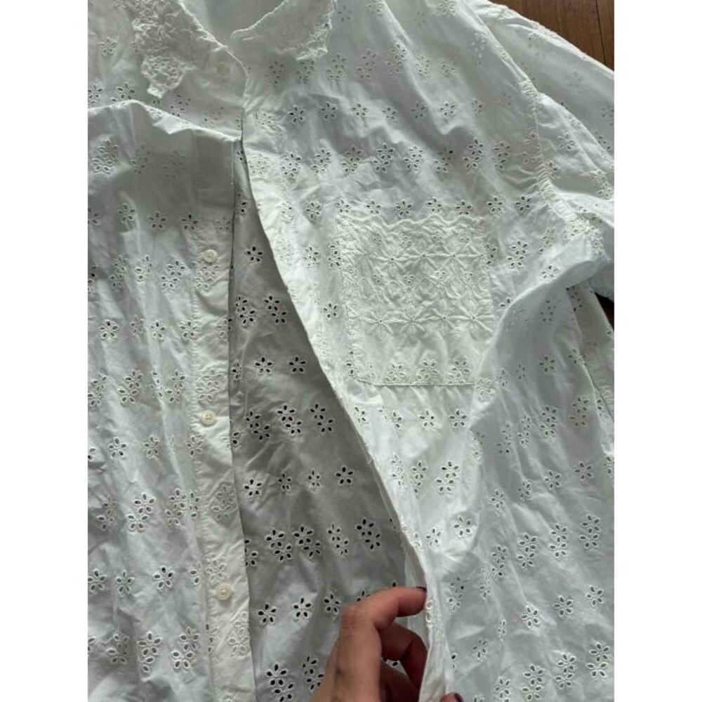 Gap x Doen White Button-Down Eyelet Button Up Shirt Large - Picture 5 of 7